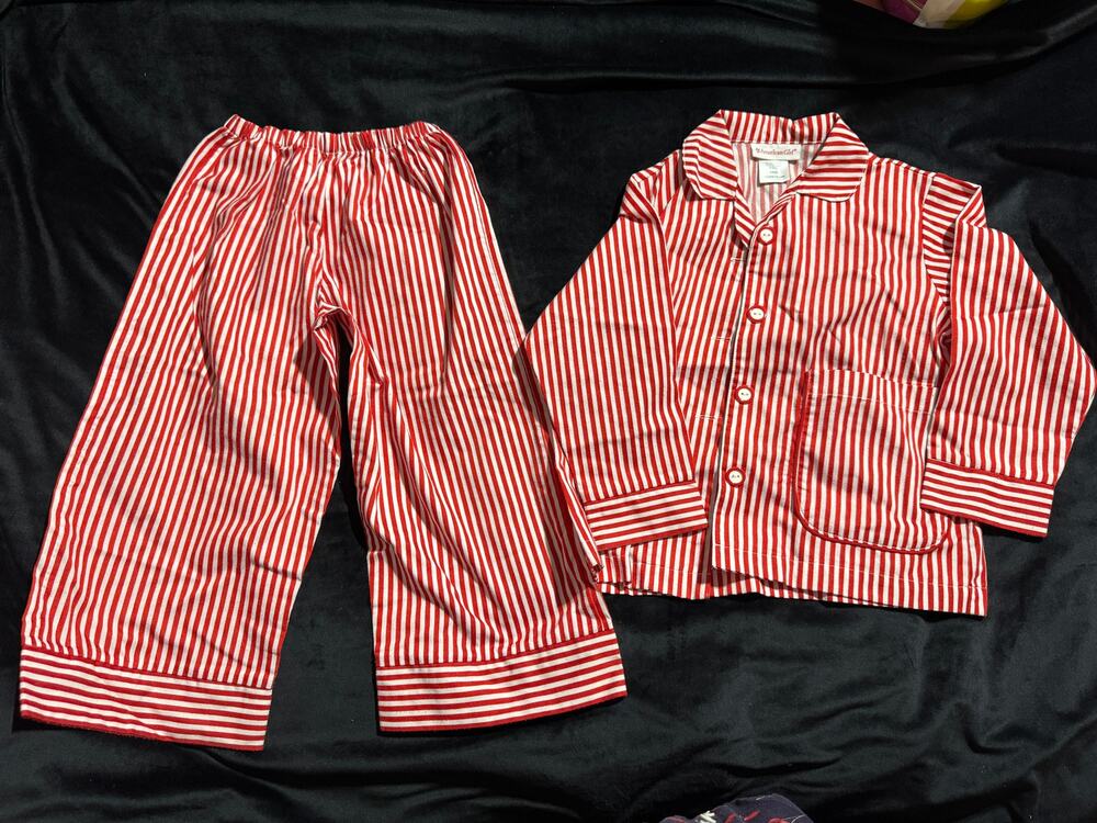American Girl Doll Molly Matching Little Girl Red Stripe Pajamas 6x
